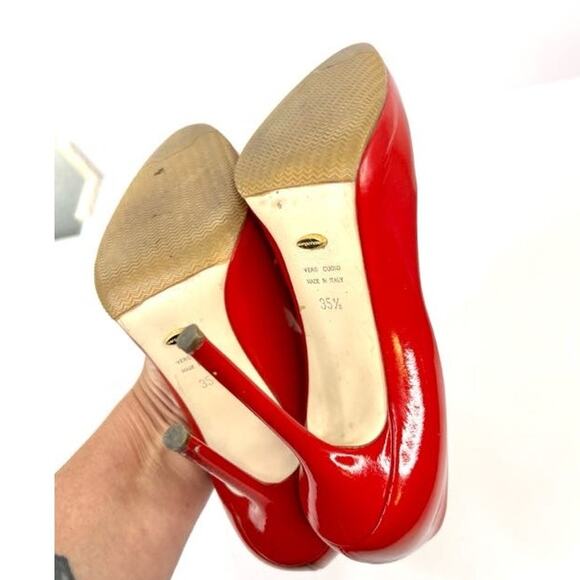 SERGIO ROSSI RED Leather 4 Inch Heel Shoes Size 5 (EU 35.5) - Picture 7 of 10